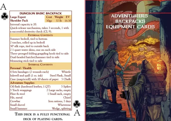 Adventurers Backpack Equipment Cards