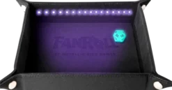 Blacklight Dice Tray with d20: Black