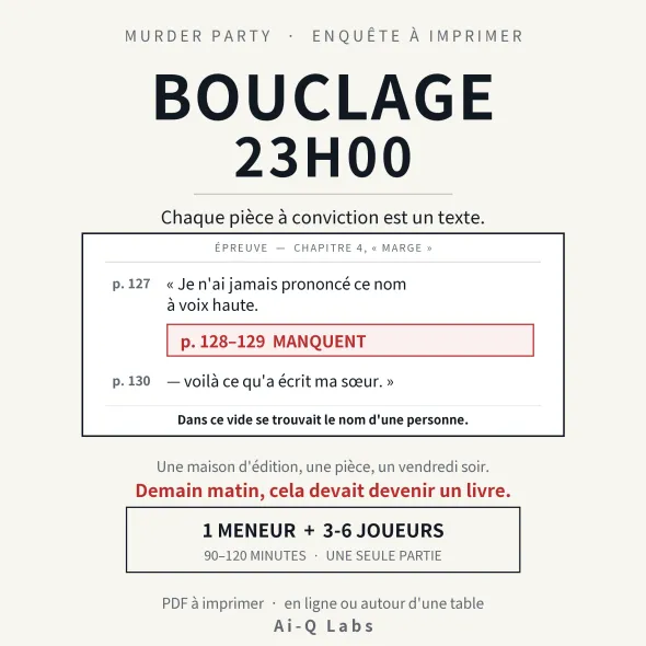 Bouclage, 23h00 - Murder party