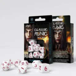 Classic Runic White & red Dice Set (7)