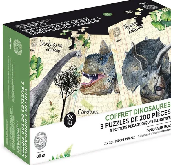 Coffret de 3 puzzles Dinosaures