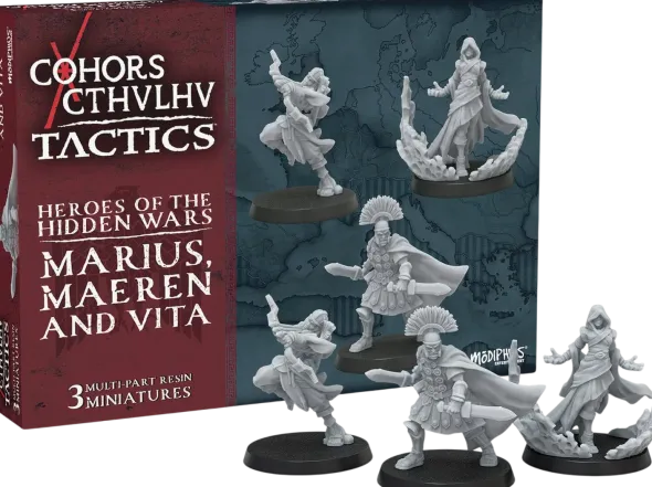 Cohors Cthulhu Tactics Miniatures - Heroes of the Hidden Wars: Marius, Maeren, and Vita