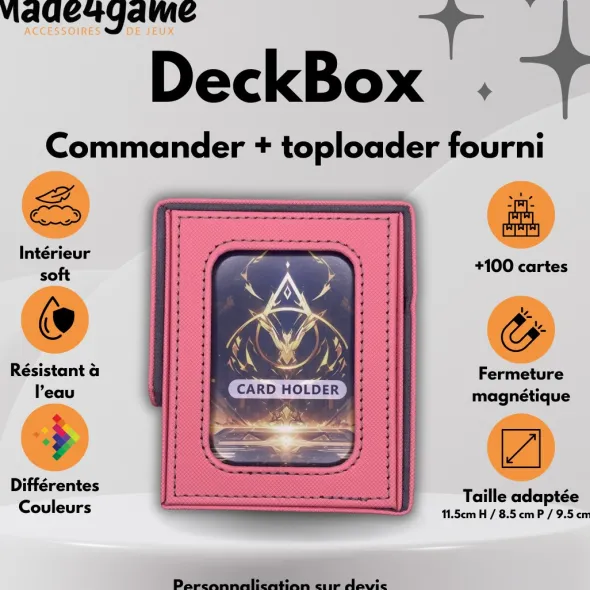 DeckBox Commander 100+ avec Toploader - Rose et Gris