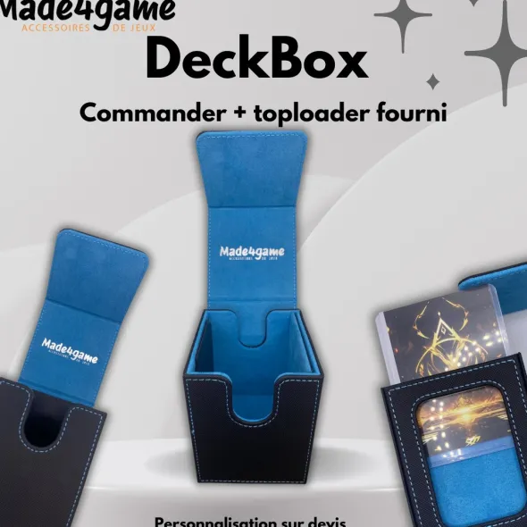 DeckBox Commander 100+ avec Toploader - Noir et Bleu Ciel