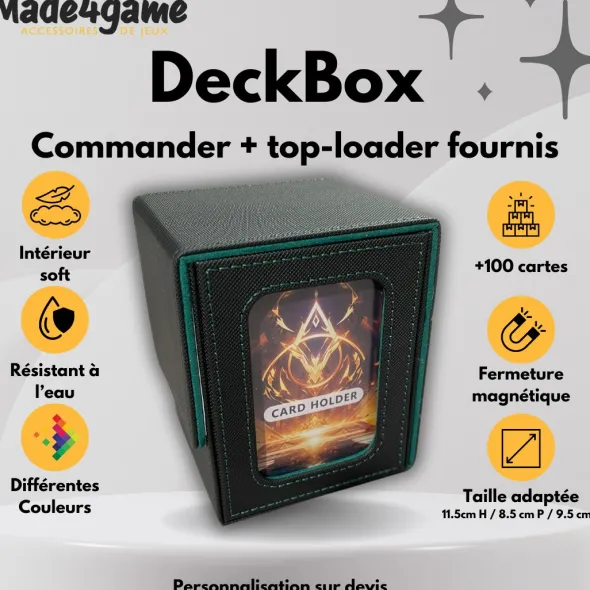 DeckBox Commander 100+ avec Toploader - Noir et Vert