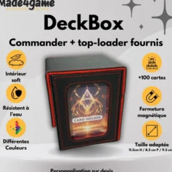 DeckBox Commander 100+ avec Toploader - Noir et rouge