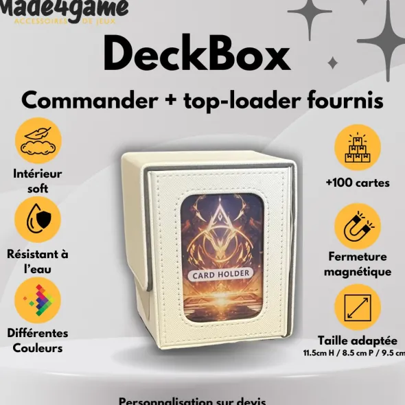 DeckBox Commander 100+ avec toploader - Blanche