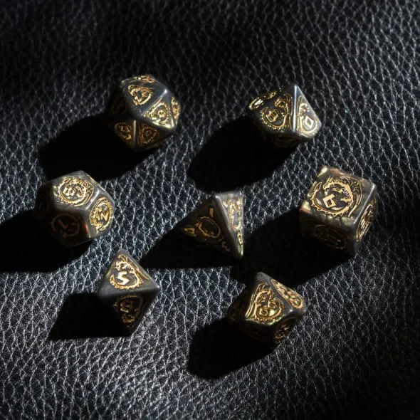 Dragons Bottle Green & Gold Dice Set