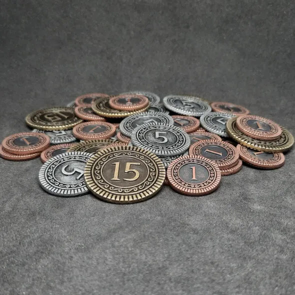 Ensemble de pièces génériques en métal de valeur 1, 5, 15 pour jeux de société