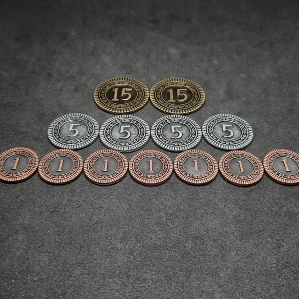 Ensemble de pièces génériques en métal de valeur 1, 5, 15 pour jeux de société