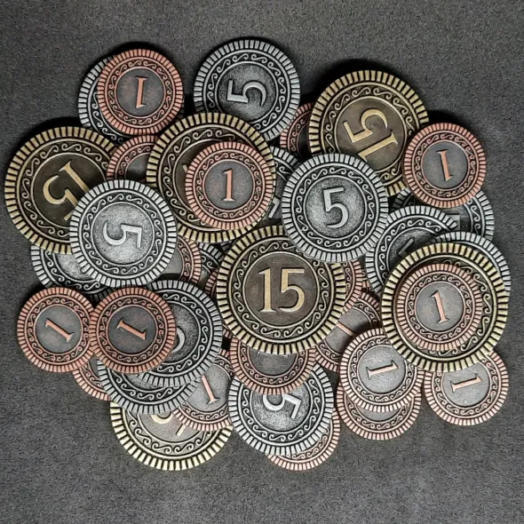 Ensemble de pièces génériques en métal de valeur 1, 5, 15 pour jeux de société