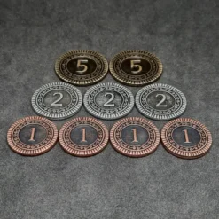 Ensemble de pièces génériques en métal de valeur 1, 2, 5 pour jeux de société