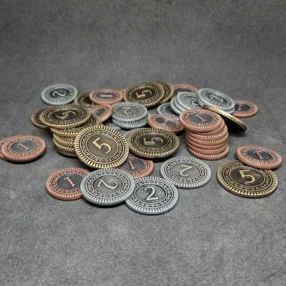 Ensemble de pièces génériques en métal de valeur 1, 2, 5 pour jeux de société