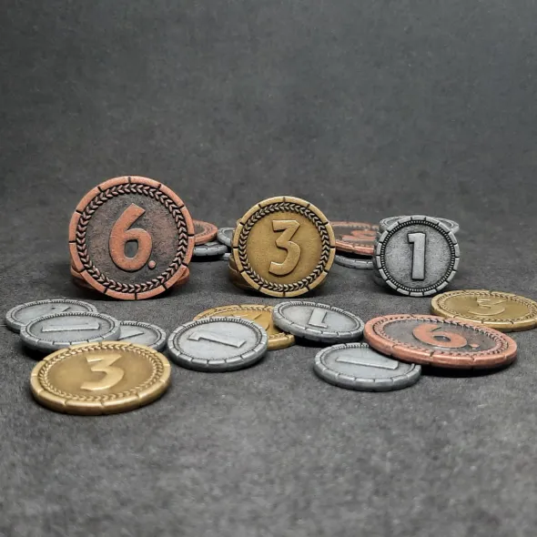 Ensemble de pièces génériques en métal de valeur 1, 3, 6 pour jeux de société