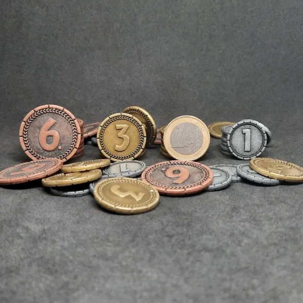 Ensemble de pièces génériques en métal de valeur 1, 3, 6 pour jeux de société