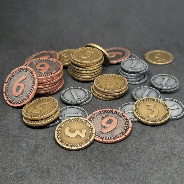 Ensemble de pièces génériques en métal de valeur 1, 3, 6 pour jeux de société