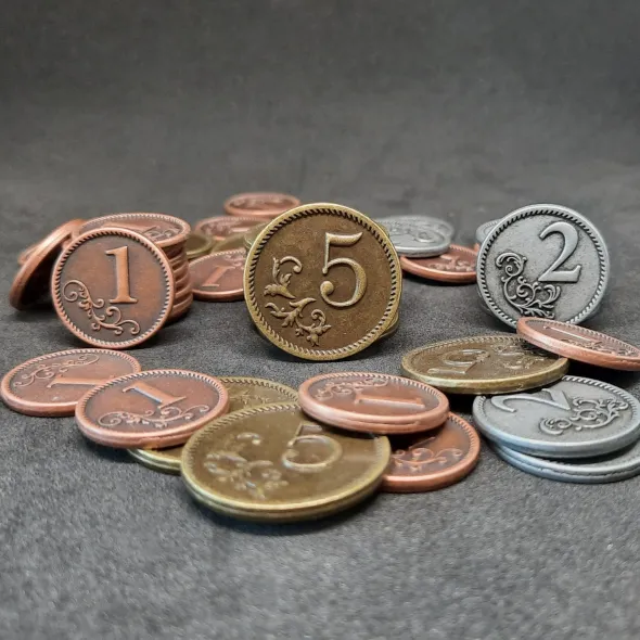 Ensemble de pièces génériques en métal de valeur 1, 2, 5 pour jeux de société