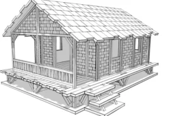 Far East - Low Woven Palm-Style Village House