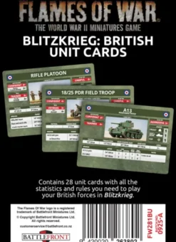 Flames of War - Blitzkrieg - British Unit Cards - Limited Edition