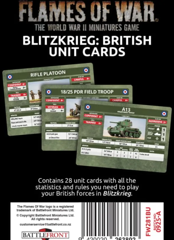 Flames of War - Blitzkrieg - British Unit Cards - Limited Edition