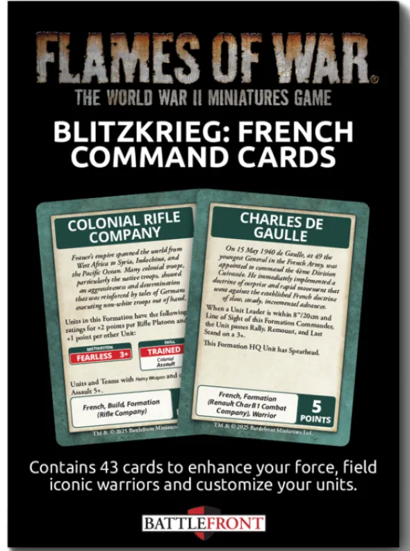 Flames of War - Blitzkrieg - French Command Cards - Limited Edition