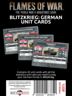 Flames of War - Blitzkrieg - German Unit Cards - Limited Edition