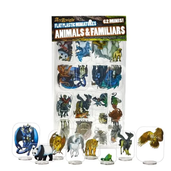 Flat Plastic Miniatures - Animals and Familiars - 62 Pieces