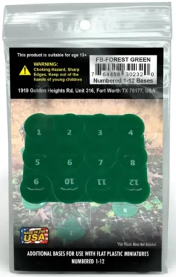 Flat Plastic Miniatures - Colored Bases Etched Numbers 1-20