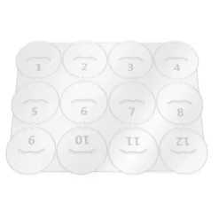 Flat Plastic Miniatures - Colored Bases Etched Numbers 1-12 - Clear