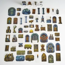 Flat Plastic Miniatures - Objects and Scenery - 62 Pieces