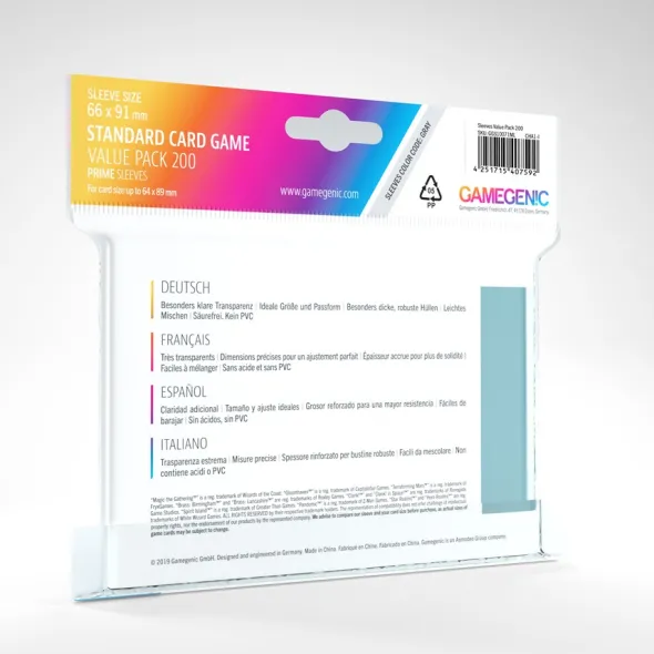 Gamegenic - Value Pack Standard 200 Sleeves - 66 x 91 mm