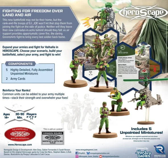 G.I. JOE Heroscape: Greenshirts & Battle Copter Common Army Expansion