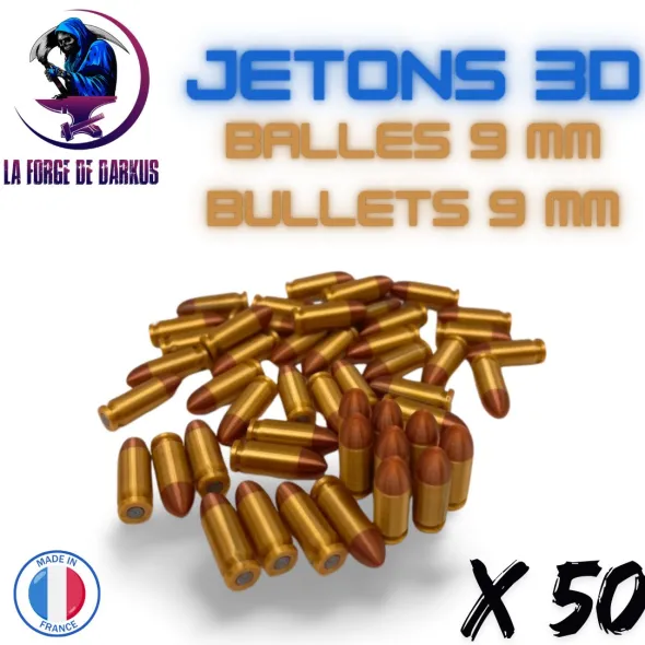 Jetons 3D Balles 9 mm (50 pièces)
