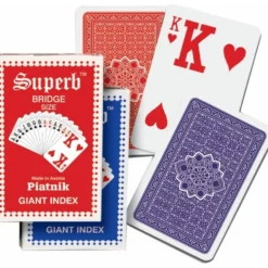 Jeu de bridge avec index géant - Rouge