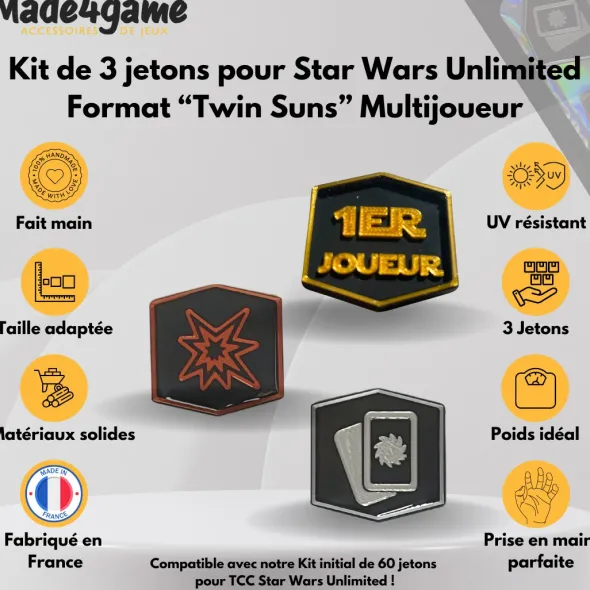 Kit de 3 jetons "Twin Suns" additionnels compatible Star Wars Unlimited