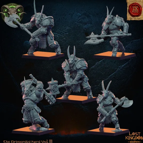 Lost Kingdom miniatures - Hardes bestiales - 10 Hommes-bêtes en armure avec EMC