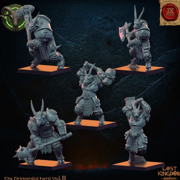 Lost Kingdom miniatures - Hardes bestiales - 10 Hommes-bêtes en armure avec EMC