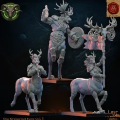 Lost Kingdom miniatures - Hardes bestiales - Cerfs centaures, état-major