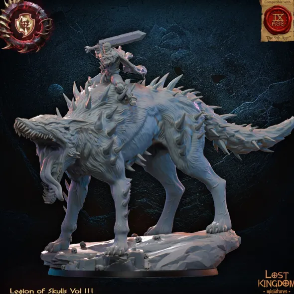 Lost Kingdom miniatures - Legion of Skulls - Seigneur Loup-Garou sur Loup Géant