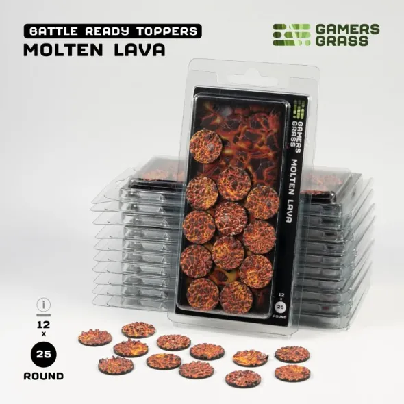 Molten Lava Bases, Round 25mm (x10)