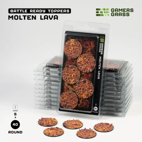 Molten Lava Bases, Round 40mm (x5)