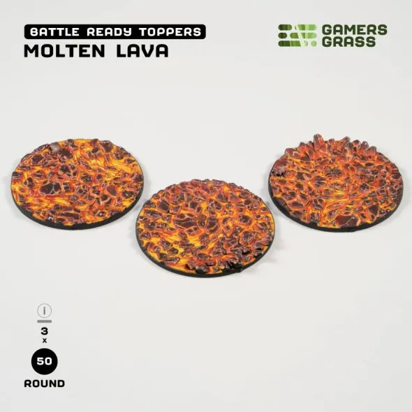 Molten Lava Bases, Round 50mm (x3)