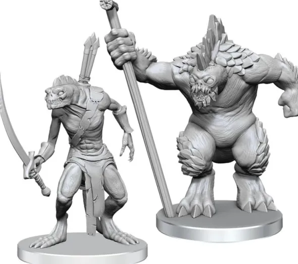 Pathfinder Battles Deep Cuts Unpainted Miniatures: Xulgath Skirmisher & Stoneliege