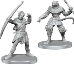 Pathfinder Battles Deep Cuts Unpainted Miniatures: Elf Hunter & Catfolk Bandit