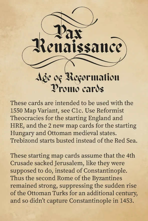Pax Renaissance - Age of Reformation Promo Cards