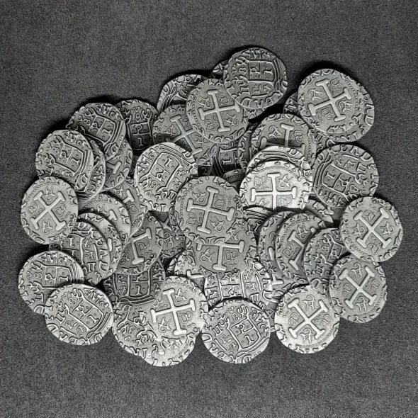 Pièces pirate en métal couleur argent antique pour jeux de société / jeux de rôle