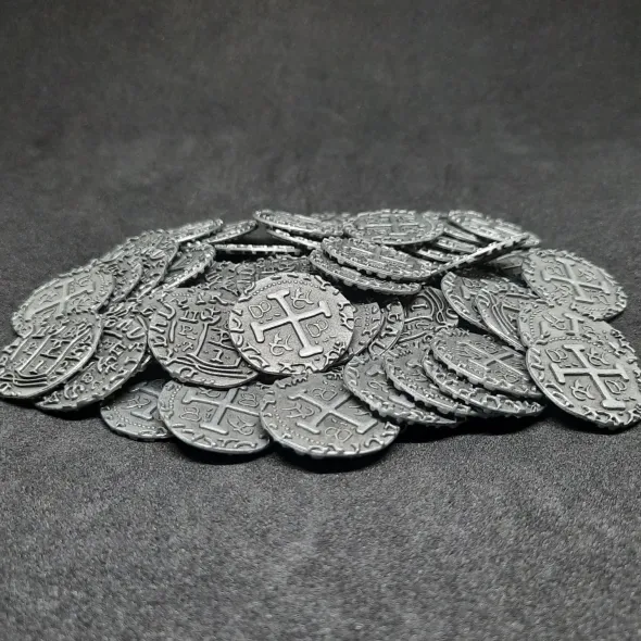 Pièces pirate en métal couleur argent antique pour jeux de société / jeux de rôle