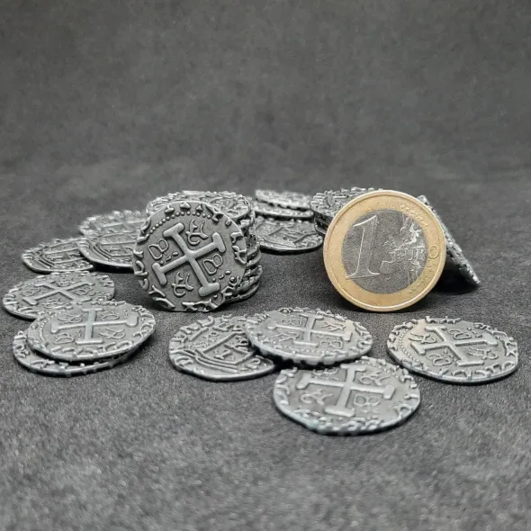 Pièces pirate en métal couleur argent antique pour jeux de société / jeux de rôle