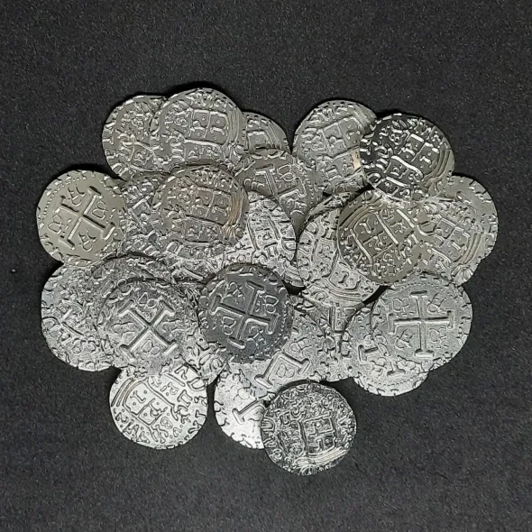 Pièces pirate en métal couleur argent pour jeux de société / jeux de rôle