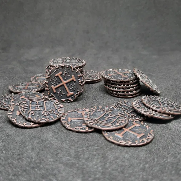 Pièces pirate en métal couleur bronze antique pour jeux de société / jeux de rôle